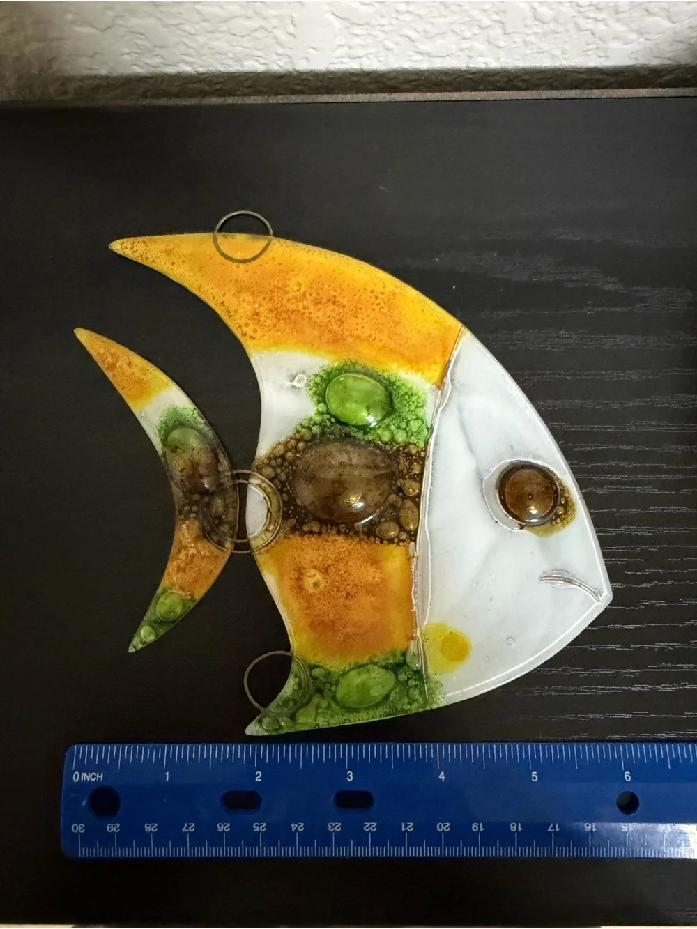 Set of 3 Vintage Mid Century Fused Art Glass Fish Wall Plaques, Higgins Style